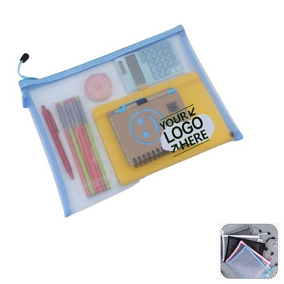 A4 Clear Nylon Mesh Document Pouch With Zipper